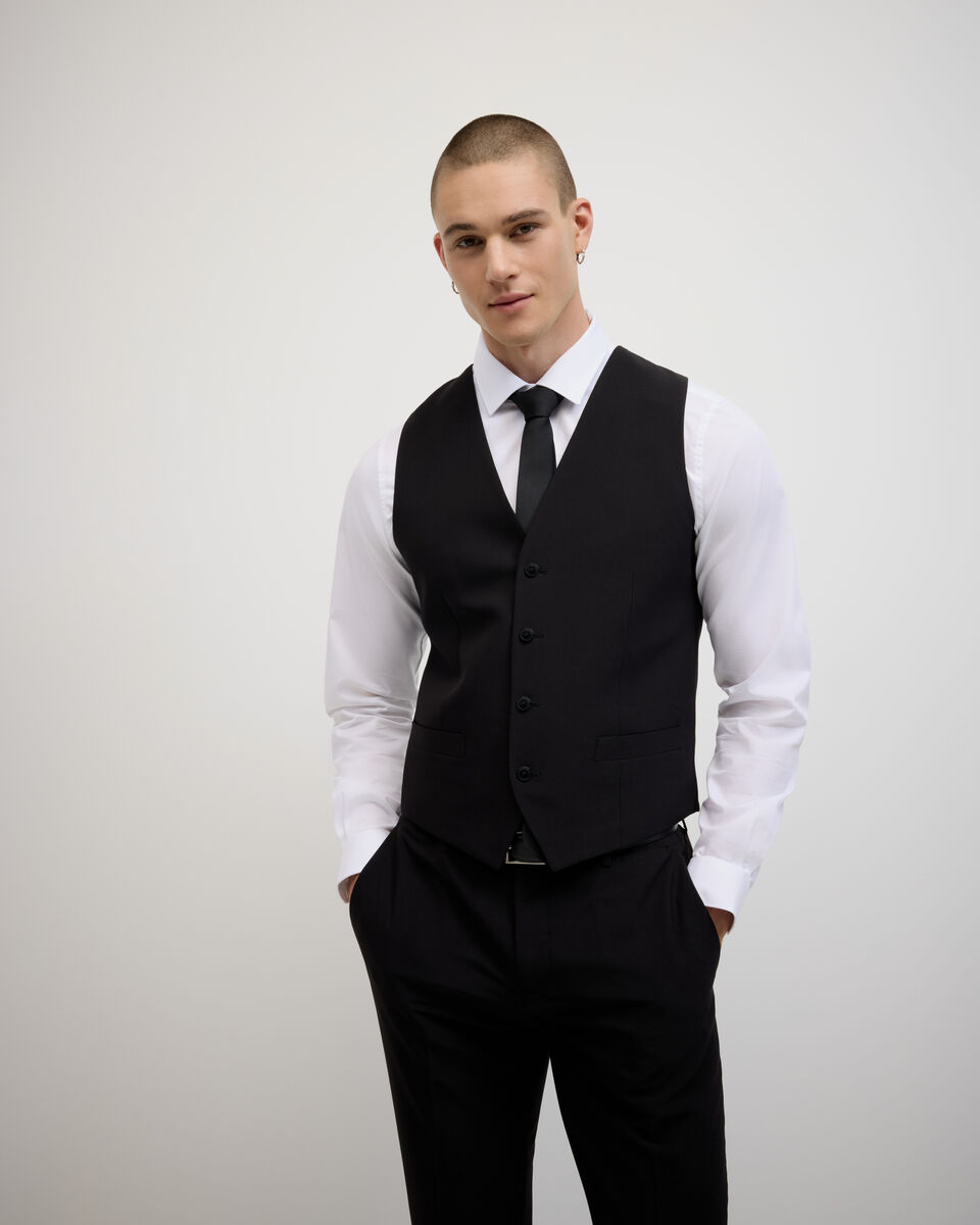 Elijah Tailored Vest, Black, hi-res